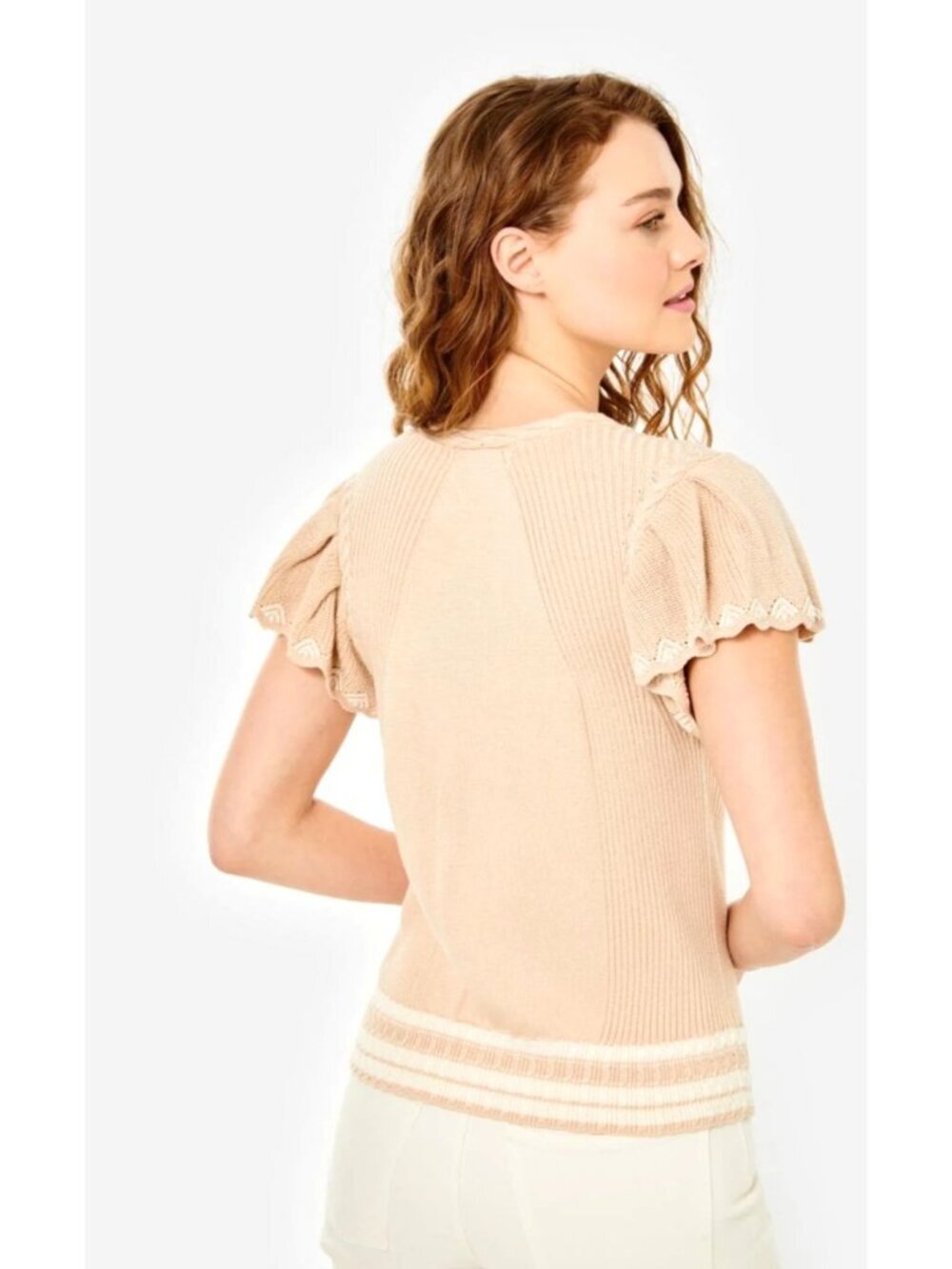 Cartolina Madeline Hand-Embroidered Sand Knit Sweater Womens X-Large Made in USA - Picture 3 of 4